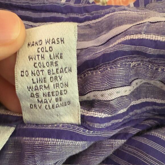 Chicos Womens Silk Linen Button Up Stripped Top XL Mature Office Career Business - Picture 6 of 11